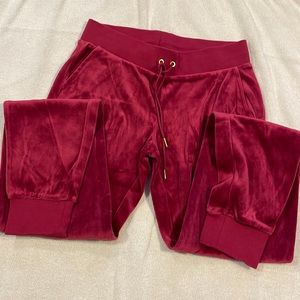 Juicy couture red velour joggers size xs